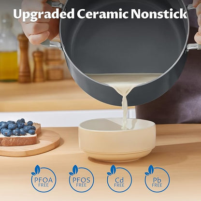 10 Quart Nonstick Stock Pot with Lid - BEZIA Ceramic Large Soup Pot, Big Pot with Silicone Handles, Easy Cleanup, Compatible with All Cooktops, Perfect for Roasts, Large Batches & Holiday Cooking - Image 2