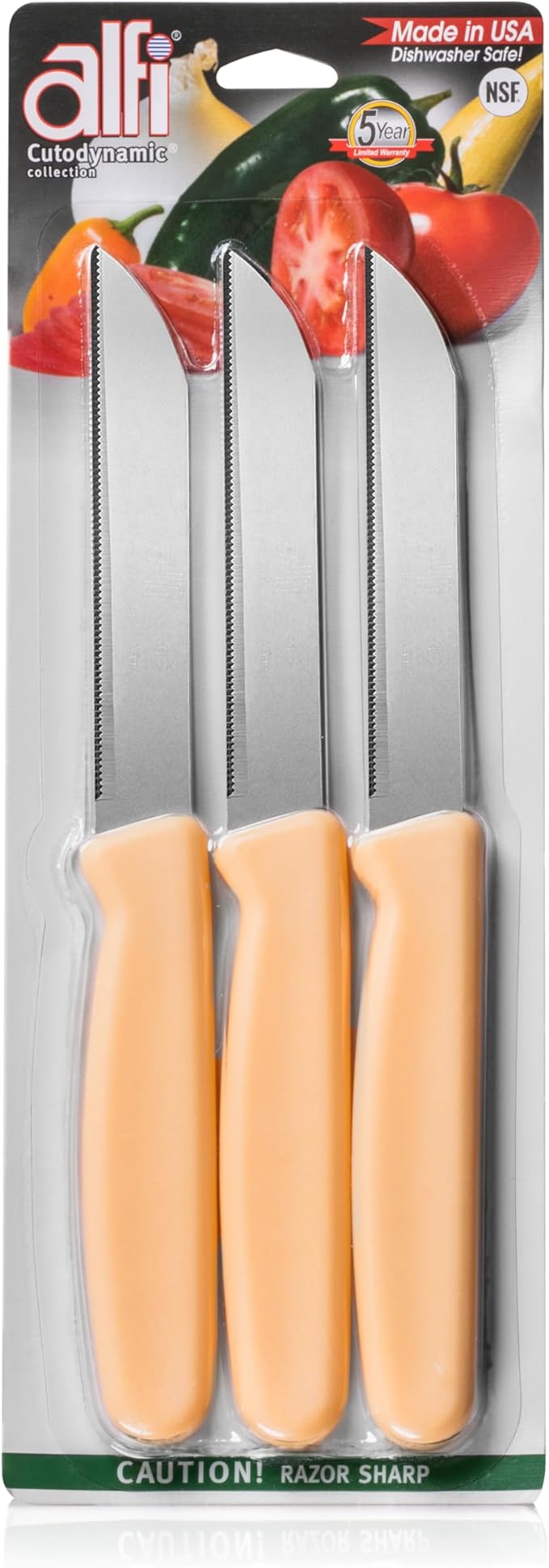 Alfi All-Purpose Knives Aerospace Precision Pointed Tip - Home And Kitchen Supplies - Serrated Steak Knives Set | Made in USA (Loquat) by ALFI