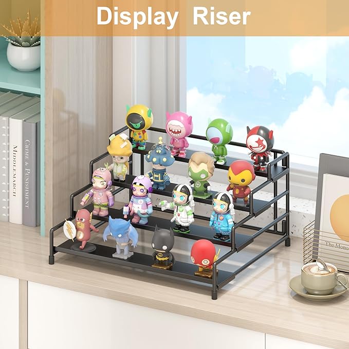 RUILALIFE 4-Tier-Spice-Rack-Organizer-for-Cabinet, Adjustable Depth Spice Holder Shelf For Countertop Pantry Cupboard, Metal Tiered Seasoning Organizer,Display Shelf Riser (Black-2 Pack) - Image 6