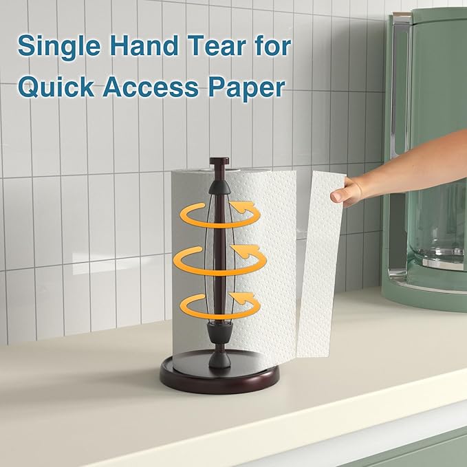 Oil Rubbed Bronze Paper Towel Holder Countertop, Bronze Kitchen Accessories Decor, Stainless Steel, Paper Towel Roll Holder Stand with Ratchet Mechanism for Kitchen Bathroom Farmhouse Essentials - Image 3