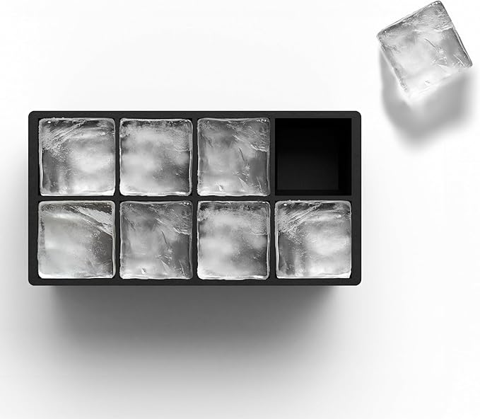 Ice Cube Molds – 2-Pack Silicone Trays for 8 Large Square Cubes – Slow-Melt Ice for Whiskey, Cocktails, Coffee & More - Image 2