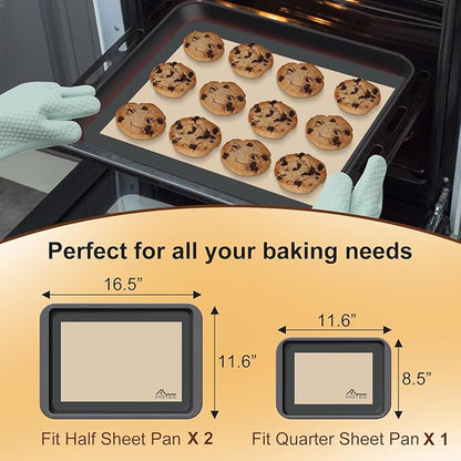 HOTEC Silicone Baking Mats 3 Pack – Thickened Non-Stick Reusable Silicone Baking Sheets for Oven – Cookie & Macaron Mats – 2 Half Sheet + 1 Quarter Sheet – BPA-Free, Dishwasher Safe - Image 3