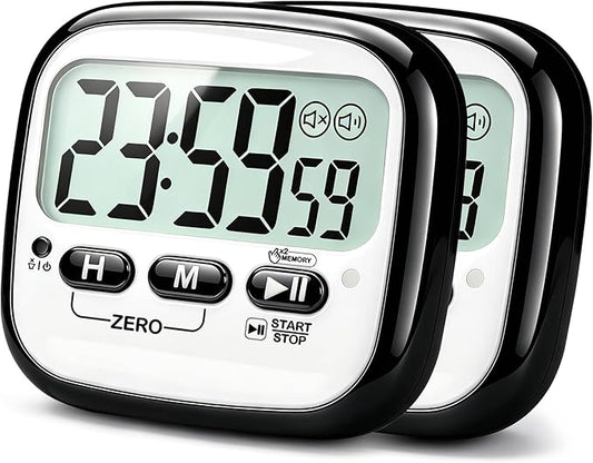 AyayaBoss 2-Pack Magnetic Kitchen Timers for Cooking, Digital Stop Watch Countdown Timer for Kids, Teachers, Classroom, Office, Exercise - Battery Included by AyayaBoss