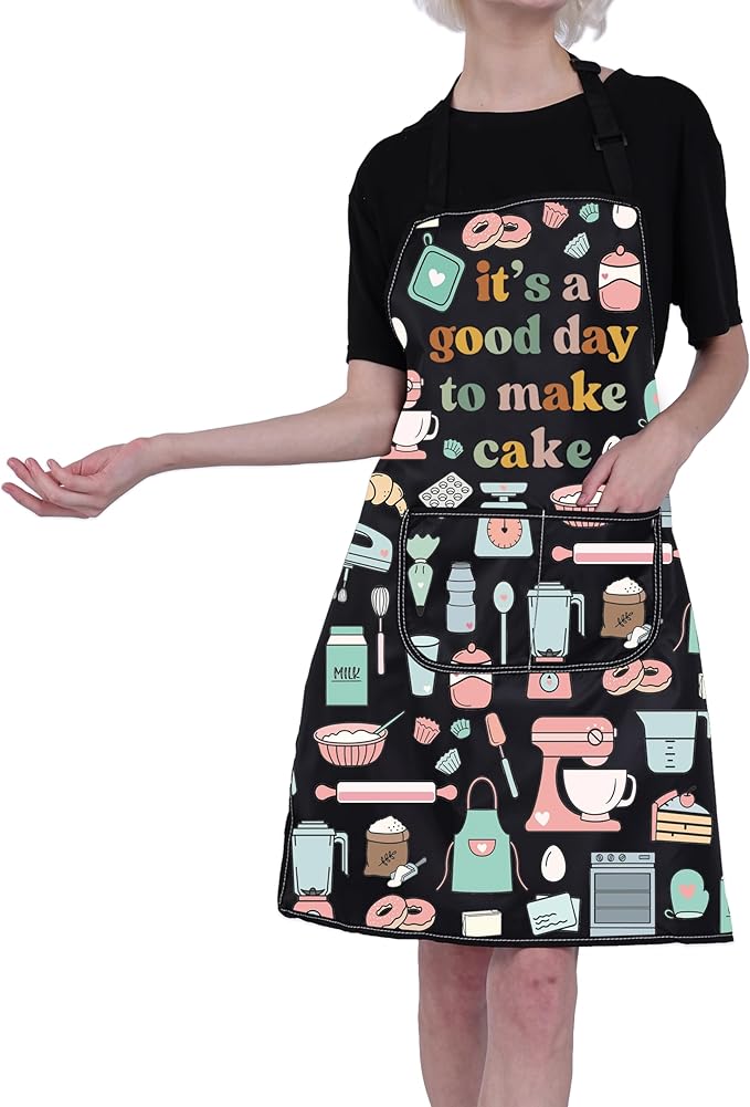 FUSTMW Cake Maker Gifts for Baker Kitchen Baking Apron with Pocket Baker Gifts for Dessert Makers Pastry Chef Apron