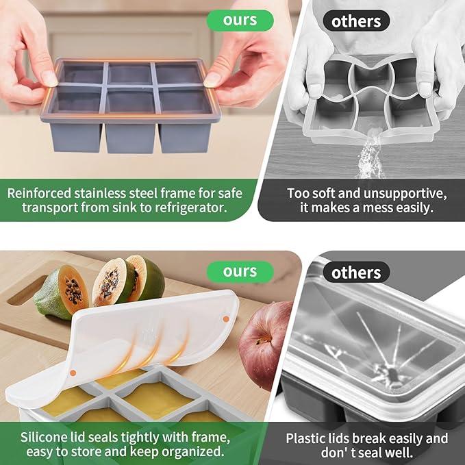 Large Ice Cube Tray for Whiskey: FDDBI Big Square Ice Cube Maker for Cocktail - 3Pack Silicone Old Fashioned Ice Cube Trays - 2inch Huge Cubed Ice Trays for Whisky - Image 5