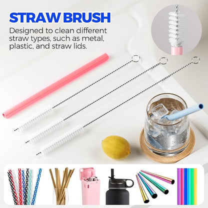 6 Pack Holikme 4 in 1 Cup Lid Cleaning Brush Set with 3 Straws, Multifunctional Bottle Brush, Silicone Cup Lid Gap Cleaner, Durable Bristle Crevice Cleaning Brush, Red - Image 5