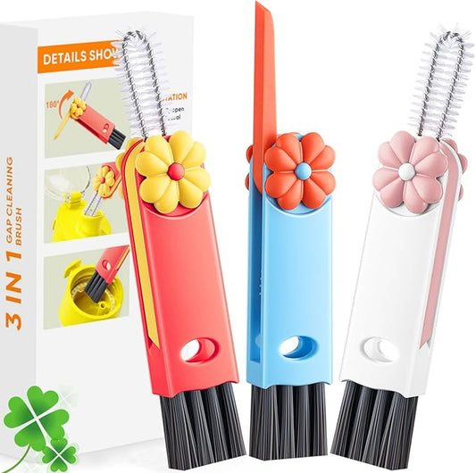 3 in 1 Cup Lid Cleaning Brush, Multifunctional Gap Cleaning Brush, Home Kitchen Crevice Brush, Portable Bottle Cleaner Brush for Cleaning Tight Spaces, Bottle Gaps, Travel Mug Caps(3 PCS)