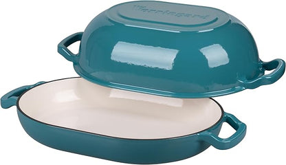 VORRINGARD Enameled Cast Iron Sourdough Bread Oven, Dutch Oven, Loaf Cast Iron Bread Pan for Homemade Bread Baking, Meatloaf Pan with Lid, 7QT, Bluegreen - Image 5