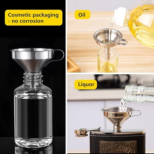 Small Funnels for Filling Bottles, Stainless Steel Small Kitchen Funnel Set of 3, Food Grade Mini Funnels for Kitchen Use Filling Bottles Liquor Flask Tiny Spice Cooking Powder Water 3in&2.2in&1.8in - Image 6
