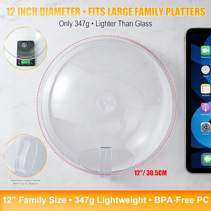 Microwave Splatter Cover for Food 12",Large Clear Microwave Splash Guard Cooker lid with Handle,Dish bowl Plate Serving Cover Home Kitchen Essential,BPA-Free,Saft Plastic