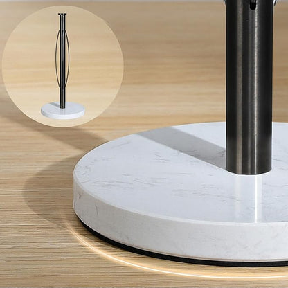 YIGII Heavy Marble Base Paper Towel Holder – Countertop Paper Roll Holder for Kitchen or Bathroom, Non-Slip Weighted Design, Fits Standard Paper Towels, White Marble & Gunmetal Black