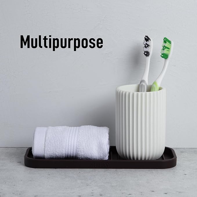 Zulay Kitchen (9x3.5 Silicone Sponge Holder for Kitchen Sink - Flexible Multipurpose Soap Tray Sponge Holder - Sink Organizer Tray for, Bathroom, Makeup, Trinkets & More (Chocolate) - Image 5