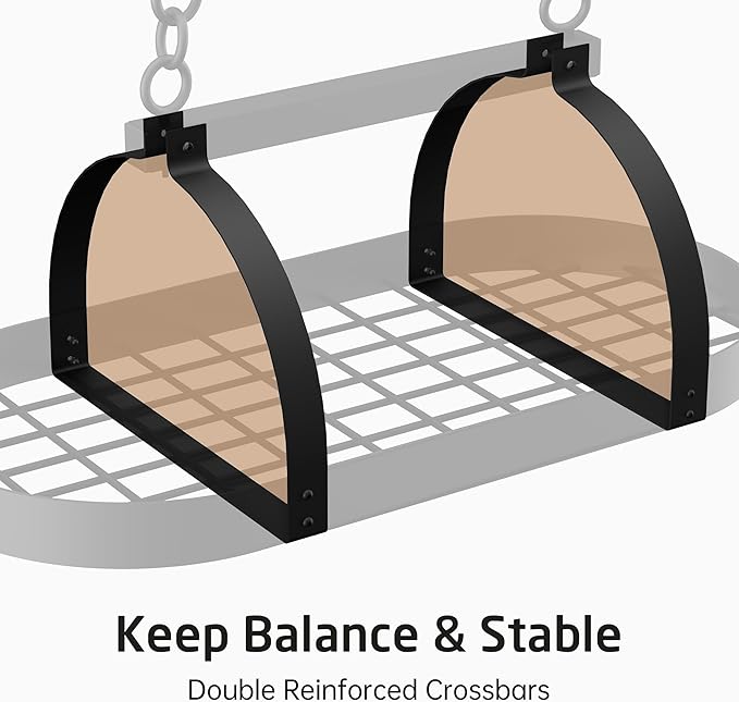 KES Ceiling Pot Rack 34-Inch Hanging Pot Rack for Kitchen Oval Pot and Pan Rack Matte Black Pot Hanger with 20 S Hooks (For 16" and 24" Joist), KUR221S85-BK - Image 4