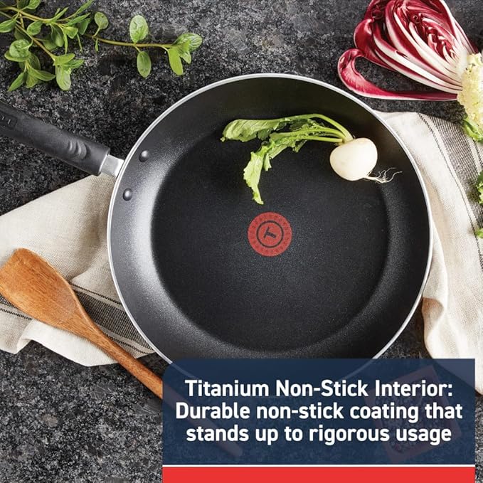 T-fal Experience Nonstick Cookware Set 12 Piece, Induction, Oven Broiler Safe 350F, Kitchen Cooking Set w/Fry Pans, Saucepan, Stockpot, Kitchen Utensils, Pots and Pans, Dishwasher Safe, Black - Image 3