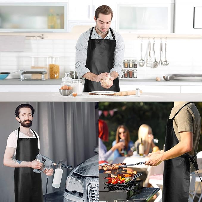 Gotega Waterproof Rubber Vinyl Apron Adjustable Dishwasher Apron - Apron for Women Men Heavy Duty Work Apron - Image 4