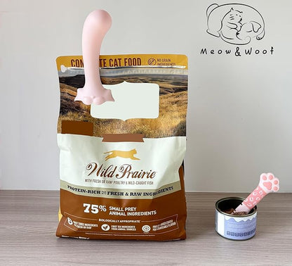 Multifunctional Pet Food Scoop and Spatula Set Pet Dry Food Scooper + Cat Wet Can Spoon Mesuring Cup with Sealing Clip for Containers for Dogs Cats Birds and Rabbits Feeding Diswhasher Safe- Pink