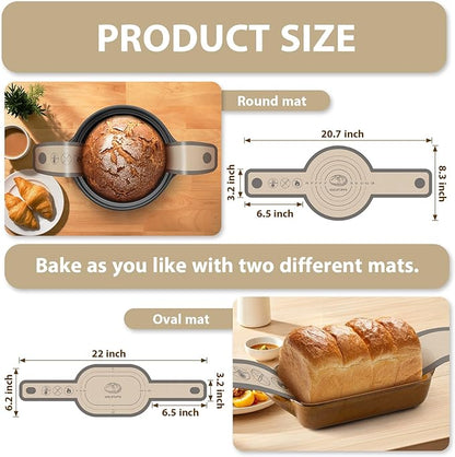 Silicone Bread Sling Oval and Round, 2Pcs Non-Stick Reusable Bread Sling, Sourdough Tools & Dutch Oven Accessories, Gray - Image 2