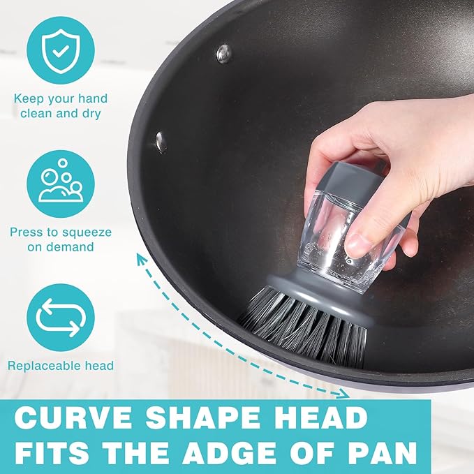 Soap Palm Brush Storage Set, 1 Piece Kitchen Brush with Bracket for Cleaning Pots, Pans and Sinks Scrub Brush Kitchen Scrub Brush - Image 5