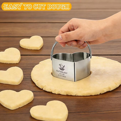 Heart Cookie Cutters, 5 Piece Biscuit Cutters with Handle, Stainless Steel Heart Shaped Cookie Cutter for Sandwiches, Cookie, Biscuit - Image 4
