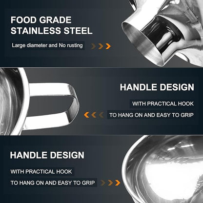 Walfos 5.5 Inch and 4 inch Stainless Steel Wide-Mouth Funnel with Handle for Wide and Regular Mason Jars Canning Jars,Wide Mouth Funnels for Kitchen Use Transferring Liquid and Dry Ingredients! - Image 5