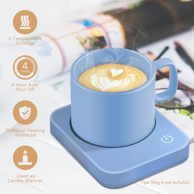 VOBAGA Coffee Mug Warmer for Desk with Auto Shut Off & 3-Temp Settings, Coffee Cup Warmer with Smart Safety Alert Home Office Accessory, Perfect for Coffee, Tea, Milk (No Mug) - Image 2