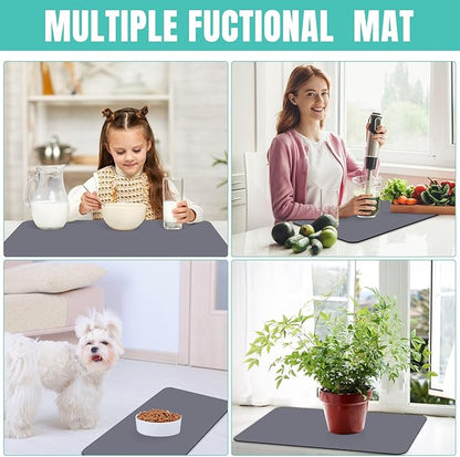 WISELIFE Coffee Mat Super Absorbent Dish Drying Mat Bar Accessories Match with Coffee Machine Large Drying Mats for Kitchen Counter 17" W x 30" L, Grey - Image 6