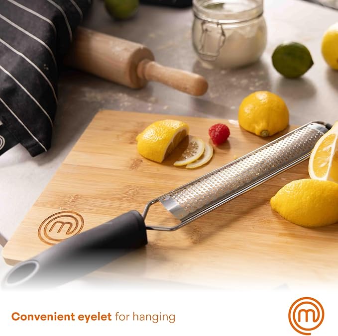 MasterChef Zester Grater with Handle, Kitchen Tool for Zesting Citrus Fruits & Finely Grating Parmesan Cheese, Garlic, Ginger, Coconut, Nutmeg, Wasabi, Chocolate etc, Stainless Steel - Image 5