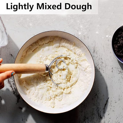 Danish Dough Whisk, Sourdough Tools For Bread Mixer, Dutch Style Bread Whisk For Sourdough Cooking Kitchen with Stainless Steel Danish Sourdough Whisks Bread Mixer 13" and Dough Scraper - Image 5