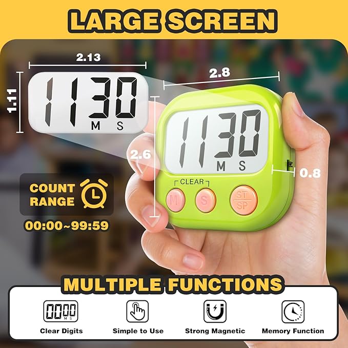 Classroom Timers for Teachers Kids Large Magnetic Digital Timer Teacher Supplies 6 Pack-Blue Green - Image 4
