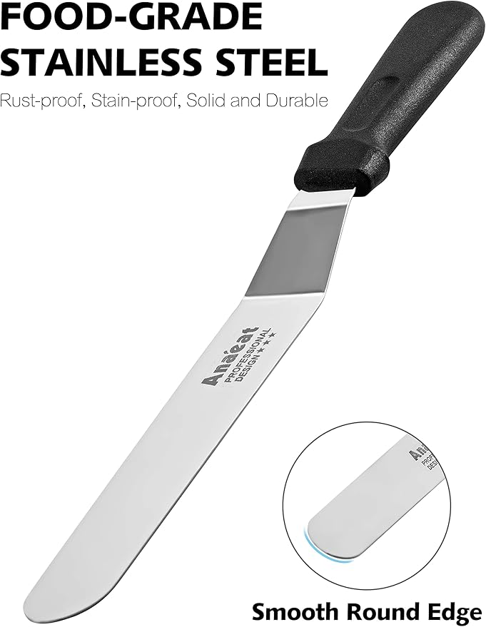 Anaeat Icing Spatula, Professional Cake Angled Offset Spatula with 10" Stainless Steel Blade - Thickened Frosting Knife with Durable Plastic Handle for Cake Decorating, Pastry & Baking - Image 7