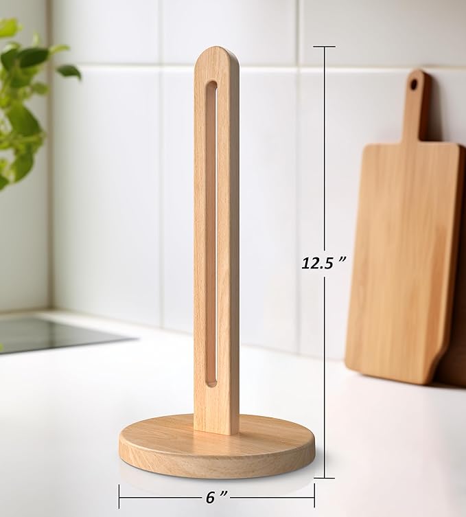 Wooden Paper Towel Holder Stand for Jumbo Roll - Stylish Kitchen Paper Rack Bathroom Towel Roll Stand Organizer, UB, Solid Wood Simply Standing Countertop Paper Roll Holder, Standard - Image 5