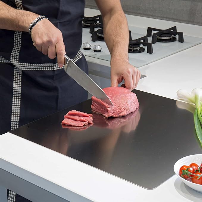 Stainless Steel Cutting Boards for Kitchen, Kneading Cutting Board Mats, Metal Cutting Board for Meat, Fruits, Vegetables, Bread, and Baking Small Cutting Boards (40 x 30cm/15.7 x 11.8 in) - Image 2