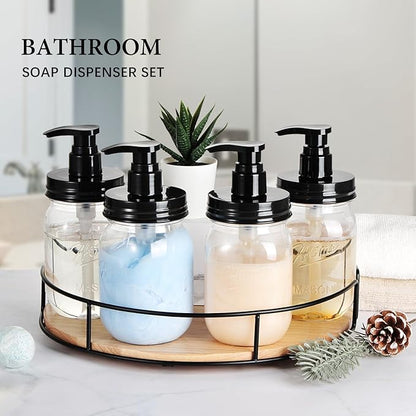 Amolliar Plastic Mason Jar Soap Dispenser with Pump Lid,16OZ Refillable BPA-Free Hand Soap Dispenser Set with Cute Lables - Farmhouse Decor for Kitchen/Bathroom,Liquid Soap,Dish Soap, Lotion (4 Pack) - Image 4