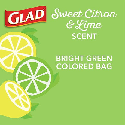 Glad Small Kitchen Drawstring Trash Bags, 4 Gallon, Febreze Sweet Citron & Lime, 34 Count