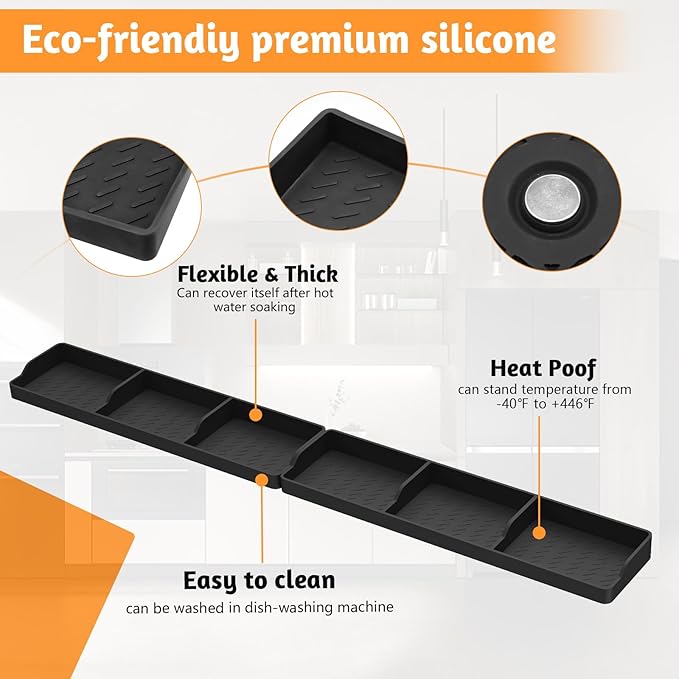 Foeacry 30 Inch Silicone Stove Oven Top Shelf Magnetic for Kitchen Gadgets, Soft Flexible Strong Magnetic Heat Resistant Spice Rack Kitchen Organizer - Image 5