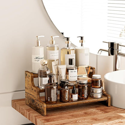 KLM 3-Tier Spice Rack, 13.8 Inch Wood Step Shelf Countertop Spice Storage Holder, Kitchen Pantry Cabinet Organizer Cupboard for Spice Bottles, Jars, Seasonings, Baking Supplies,Bathroom Organizer - Image 8