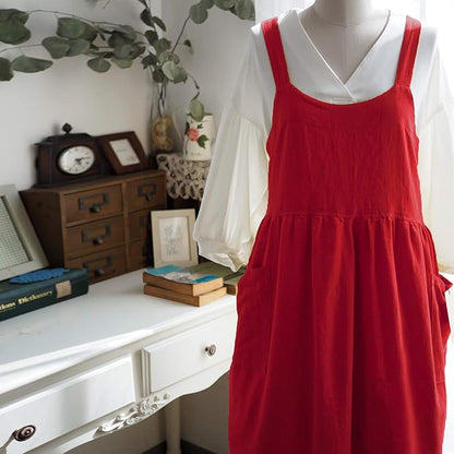 Uaussi Cotton Linen Apron Cross Back Work Apron for Women with Pockets Pinafore Dress X Cross Halter Apron for Chef Gardening - Image 3