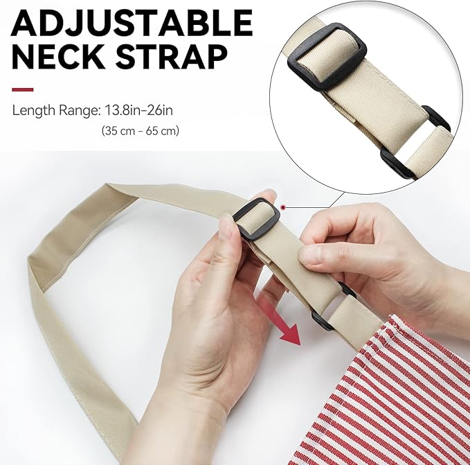 NLUS 2 Pack Cooking Aprons for Women with Pockets, Adjustable Kitchen Bib Aprons Chef Aprons for Women Men(Red Pinstripes) - Image 4
