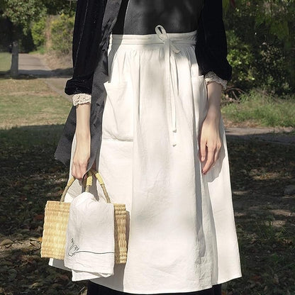 Cotton Linen Half Apron for Women Vintage Waist Apron Ruffle Plain Bright Color for Cooking Painting Artwork