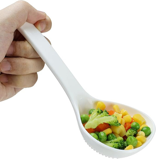 EIKS 2 Pack Plastic Soup Ladle Serving Spoon for Serving Cooking Mixing Stews Noodles Rice Soup - 7.5 inch Long