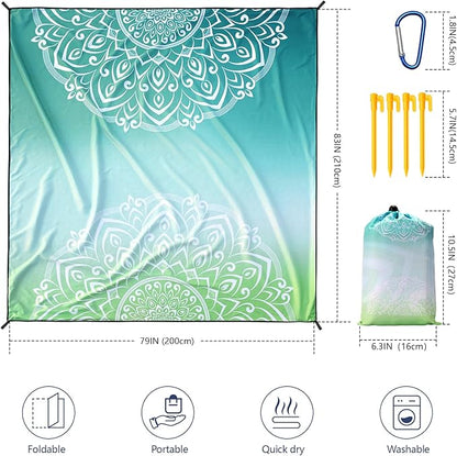 WIWIGO Beach Blanket Waterproof Sandproof Beach Mat 79" X 83"/10'x9'for 2-8 Adults Quick Drying Outdoor Picnic Mat Beach Accessories for Travel, Camping, Hiking - Image 3