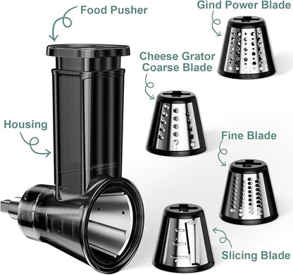 Slicer Shredder Attachment for Kitchenaid Stand Mixer, Salad Machine with Vegetable Slicer, Salad Maker, Food Slicers Cheese Grater Attachments for Kitchenaid Mixer Dishwasher Safe, Black - Image 2