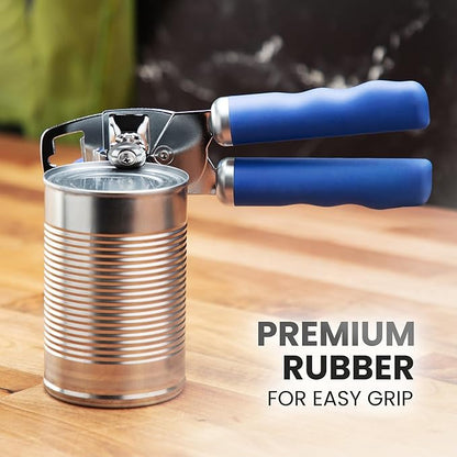 Zulay Kitchen Heavy Duty Stainless Steel Can Opener Manual with Bottle Opener - Rust Proof Manual Can Opener With Turn Knob & Comfy Soft Grip Handles - Royal Blue - Image 8
