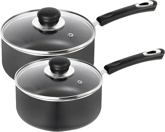 Utopia Kitchen Nonstick Stock Pot Saucepan Set with Lids, 2 Quart and 3 Quarts Multipurpose Stock Pots Set for Home, Kitchen or Restaurant, Grey & Black by UTOPIAKITCHEN
