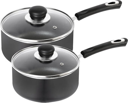 Utopia Kitchen Nonstick Stock Pot Saucepan Set with Lids, 2 Quart and 3 Quarts Multipurpose Stock Pots Set for Home, Kitchen or Restaurant, Grey & Black by UTOPIAKITCHEN