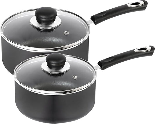 Utopia Kitchen Nonstick Stock Pot Saucepan Set with Lids, 2 Quart and 3 Quarts Multipurpose Stock Pots Set for Home, Kitchen or Restaurant, Grey & Black by UTOPIAKITCHEN