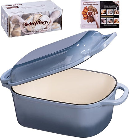 4.6 Quart Dutch Oven for Sourdough Bread Baking, Combo Oval Enameled Cast Iron Bread Pan with Lid, Bread Dutch Oven for a Crispy Crust, Seasalt by GdWings