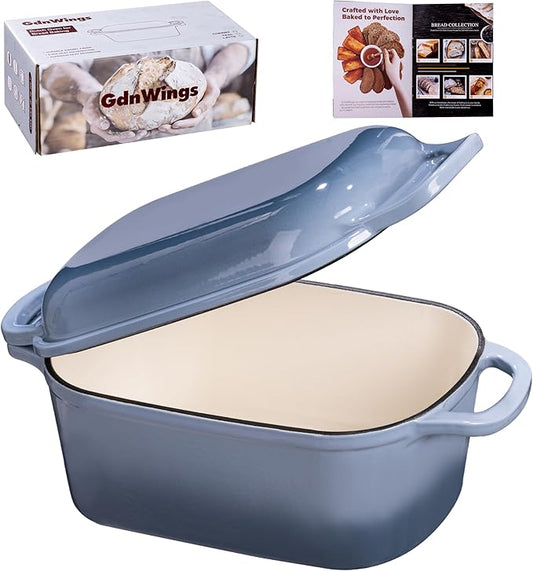 4.6 Quart Dutch Oven for Sourdough Bread Baking, Combo Oval Enameled Cast Iron Bread Pan with Lid, Bread Dutch Oven for a Crispy Crust, Seasalt by GdWings