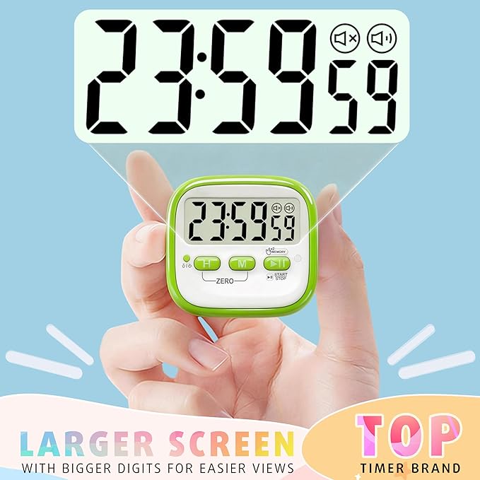 Antonki 2 Pack Classroom Timers for Kids Teachers, Magnetic Countdown Digital Kitchen Timer for Cooking, Study, Exercise, Games, Time Mangement - Loud/Silent Mode - Battery Included - Image 5