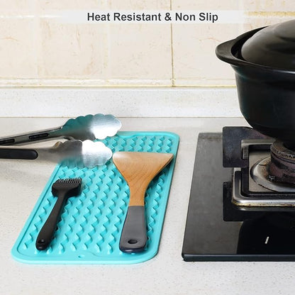 ZLR Silicone Sponge Holder & Sink Caddy Tray (6" x 17") - Narrow Dish Drying Mat for Kitchen Counter - Waterproof Soap Dispenser Organizer, Non-Slip Bathroom Vanity Tray (Mint Green) - Image 8